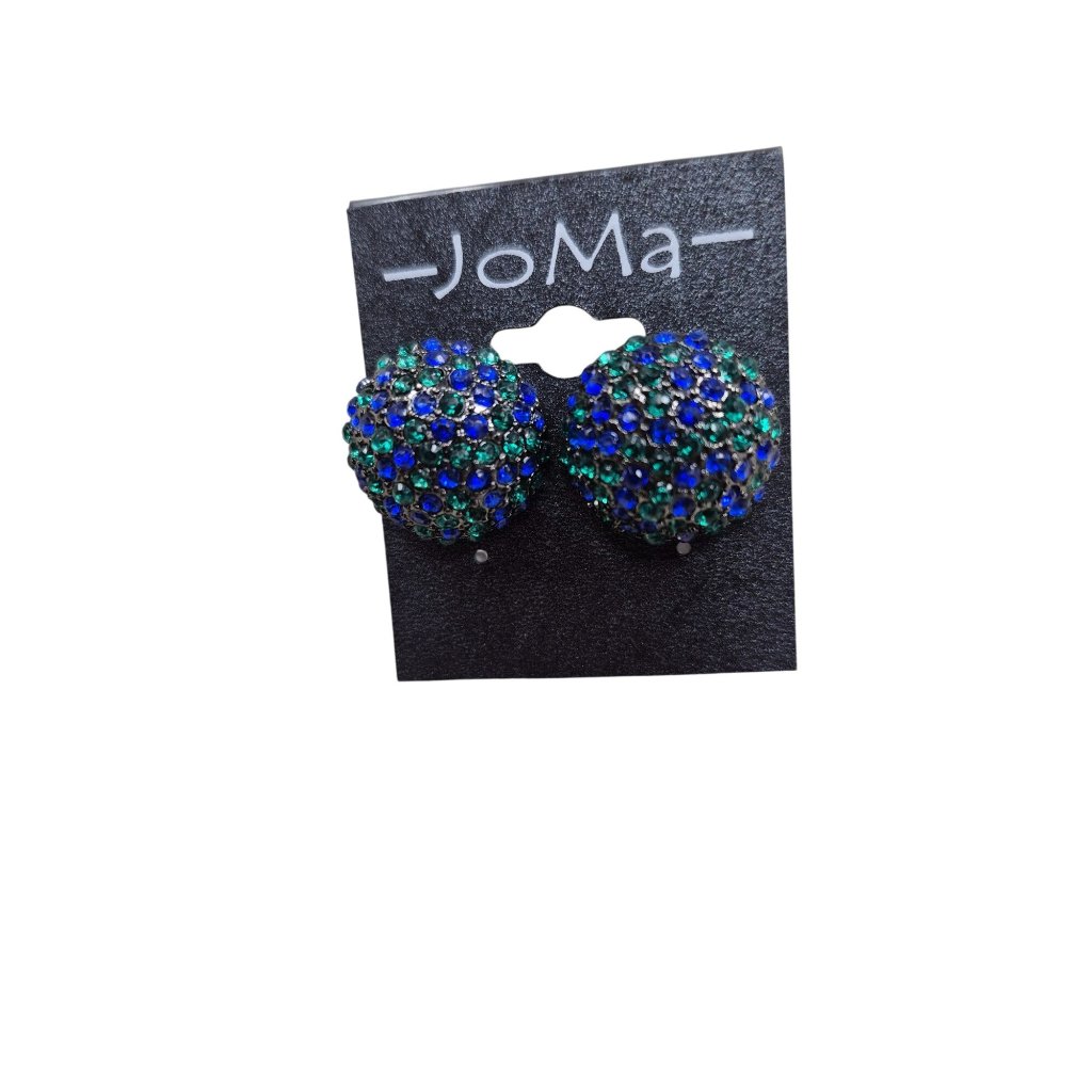Joma Blue & Green Beaded Stud Earrings